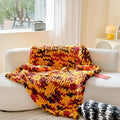 Chenille cover blanket with striped hand-dyed pattern in colour options including caramel mango.