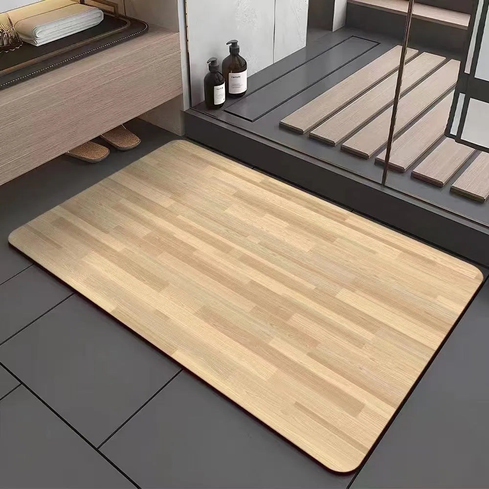 American wood grain geometric pattern diatom ooze non-slip bathroom floor mat