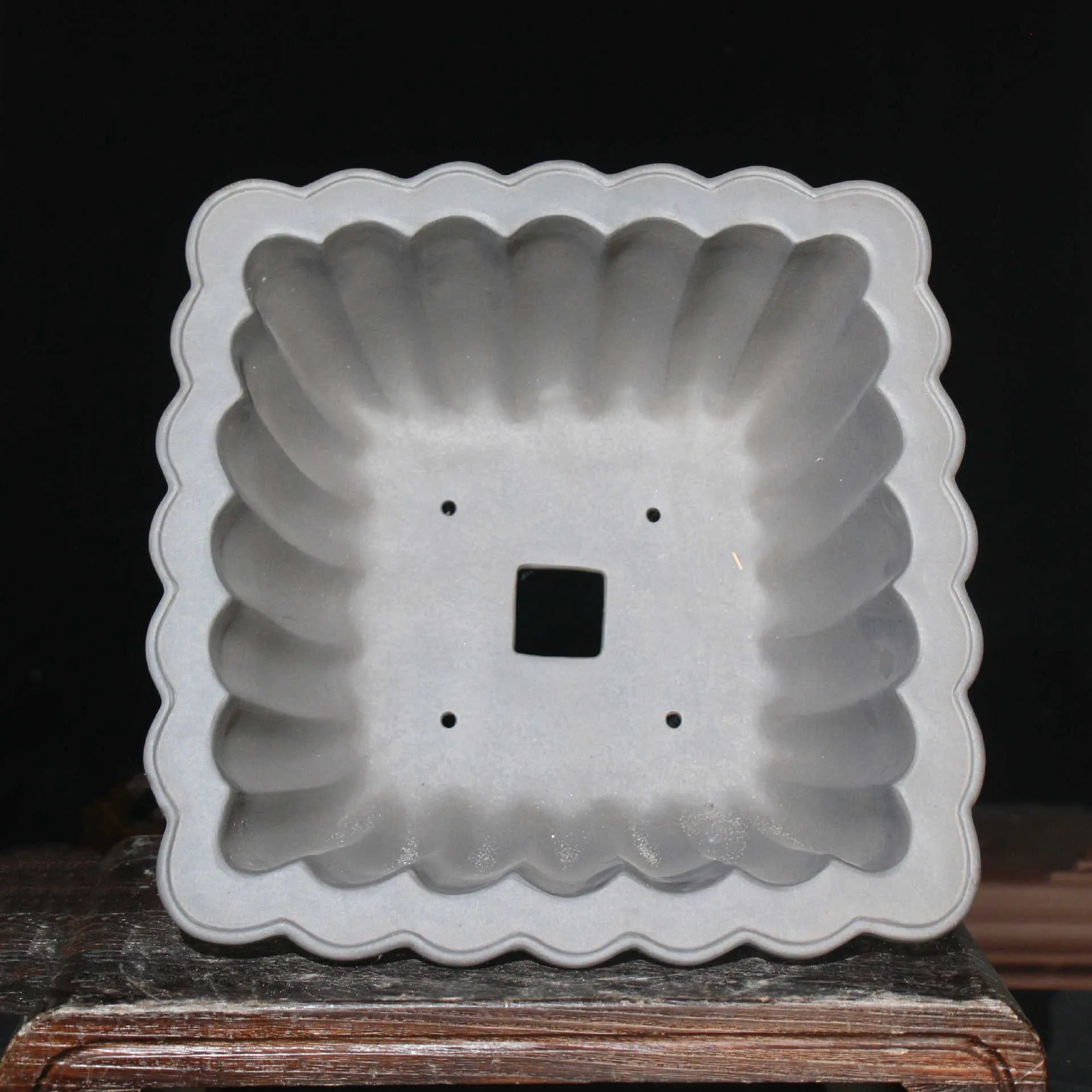 Square ceramic purple sand bonsai pot with 37x15cm inner diameter, classical style, desktop planter