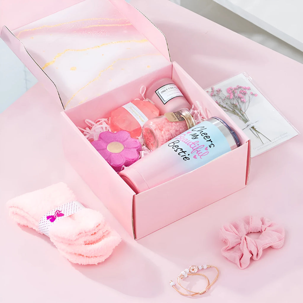 Soy wax aromatherapy candle bath set gift box in modern simple style with various colour suit options