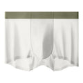 Men's seamless ice silk shorts in bean green, shown flat, highlighting the mid-waist and hip-lifting design.