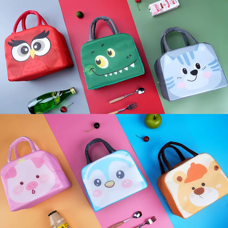 Cartoon aluminium foil insulated lunch box bag in orange bear design