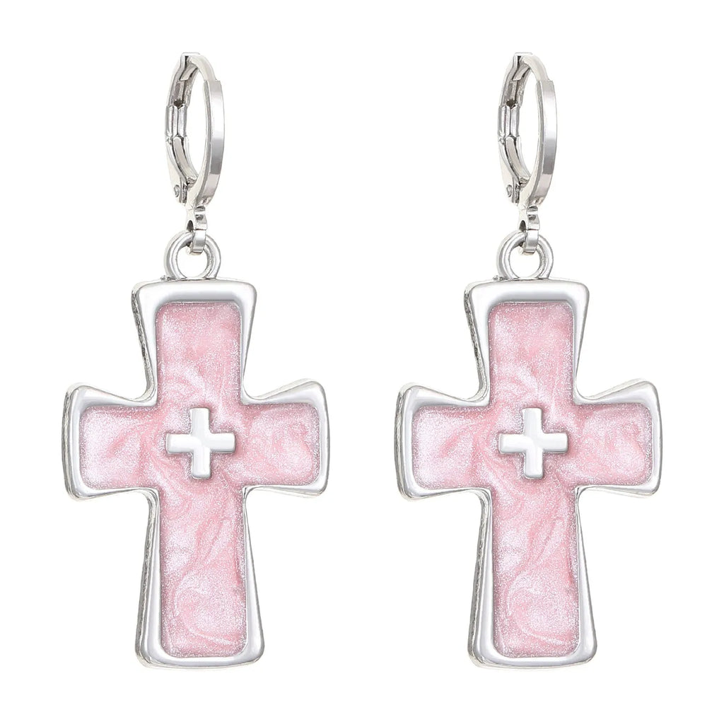 Women's alloy earrings with cross designs in multiple neutral colour options