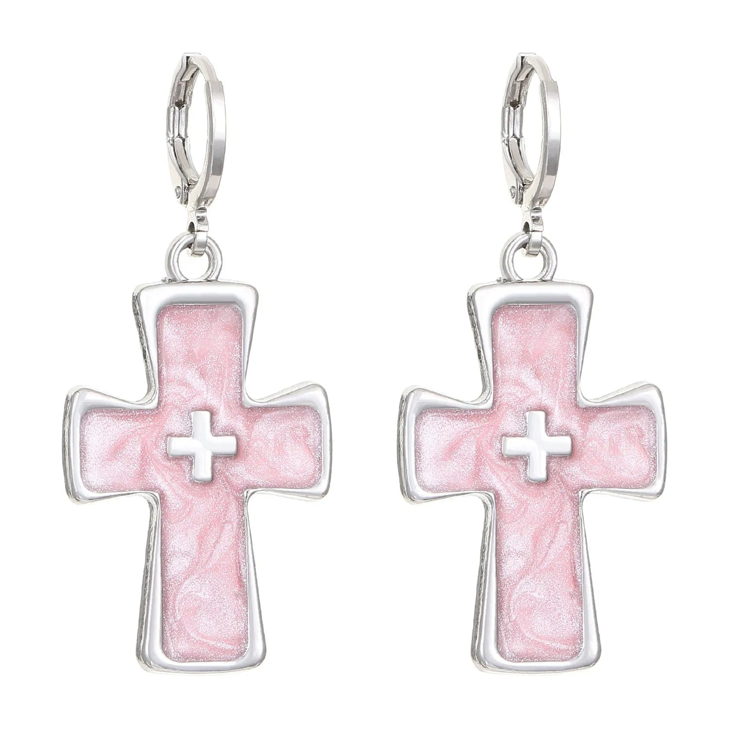 Women's alloy earrings with cross designs in multiple neutral colour options