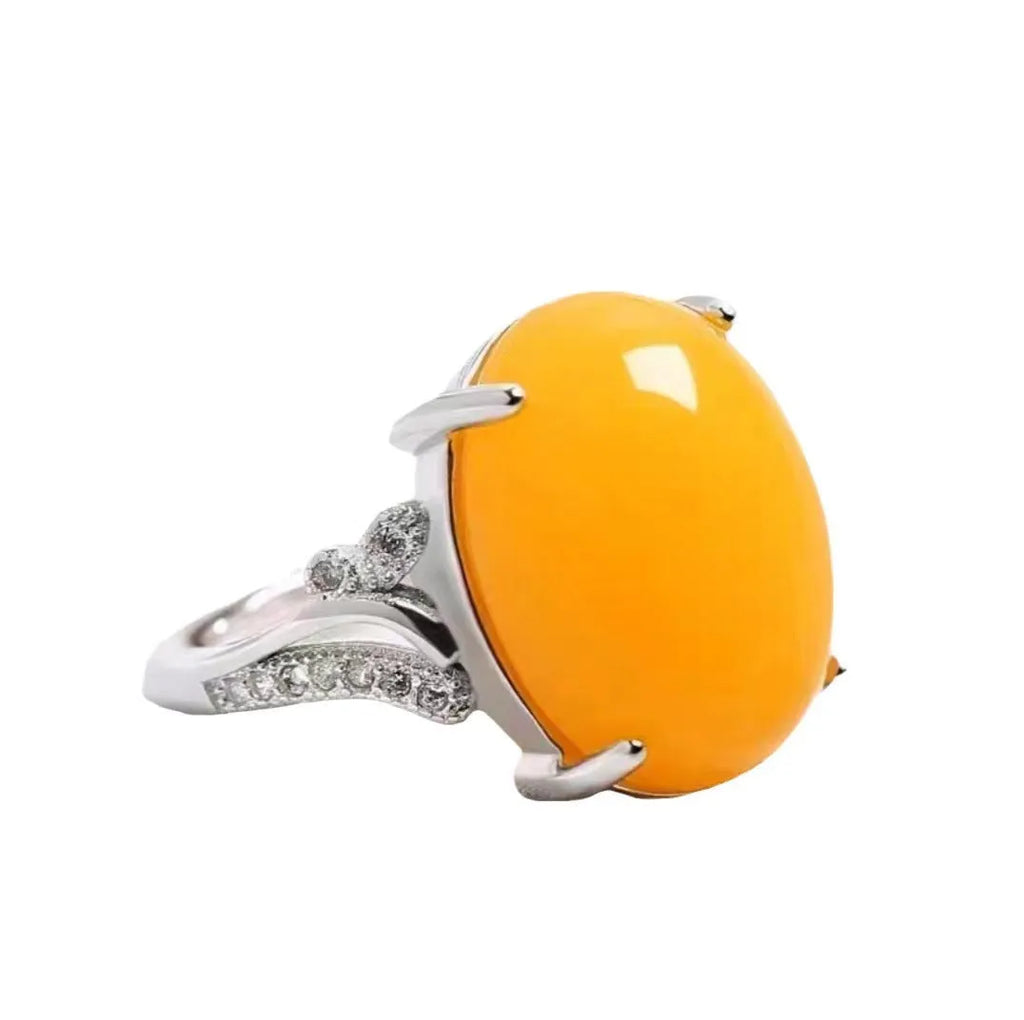Adjustable geometric alloy ring in ethnic style with natural sapphire appearance