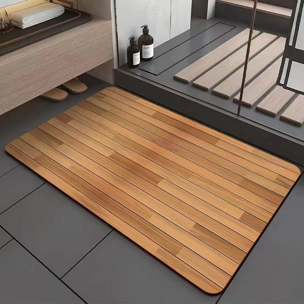 American wood grain geometric pattern diatom ooze non-slip bathroom floor mat