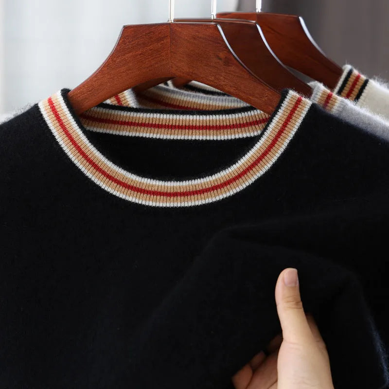 Men's grey pure wool short sleeve round neck pullover sweater laid flat