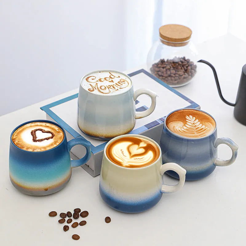 Creative large-capacity water cup coffee mug with mild luxury retro style and 301-400ml capacity