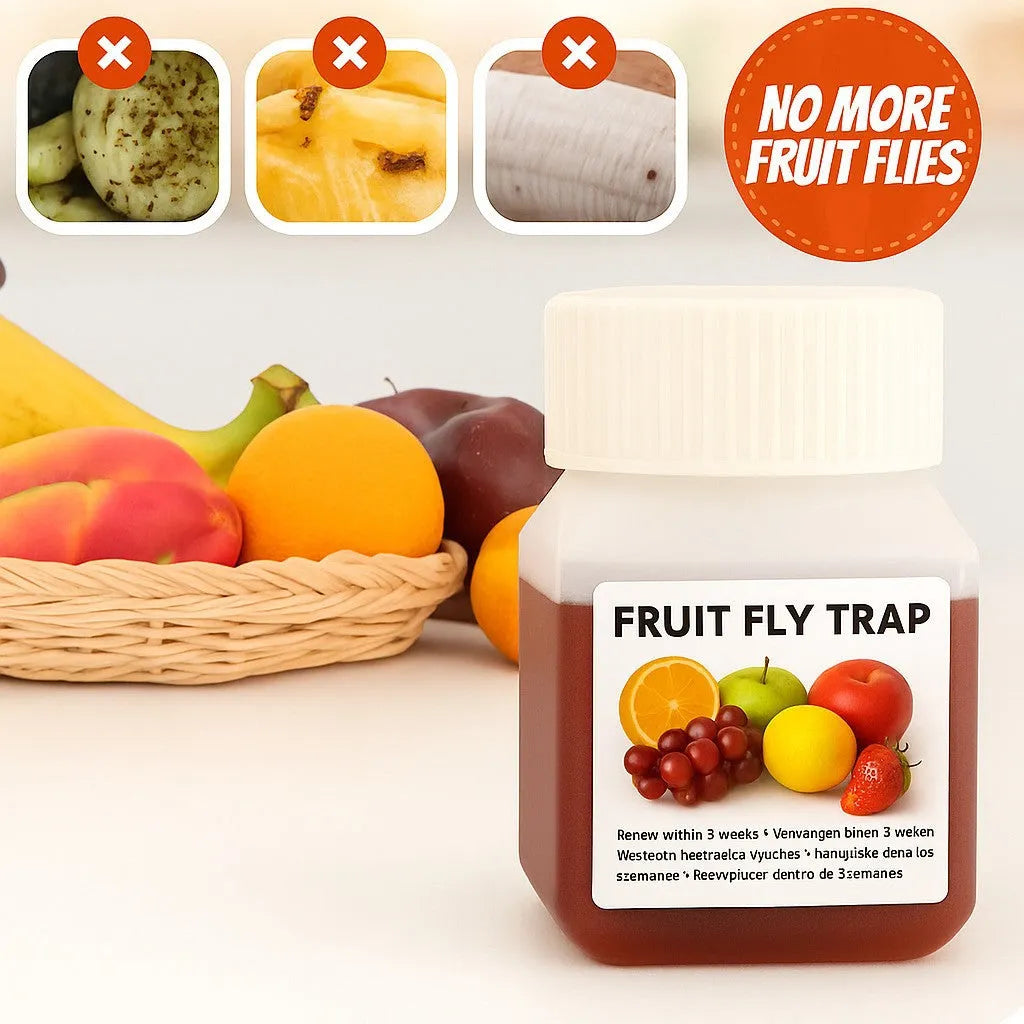 Bottle of SK003 fruit fly bait liquid for use in pest traps.