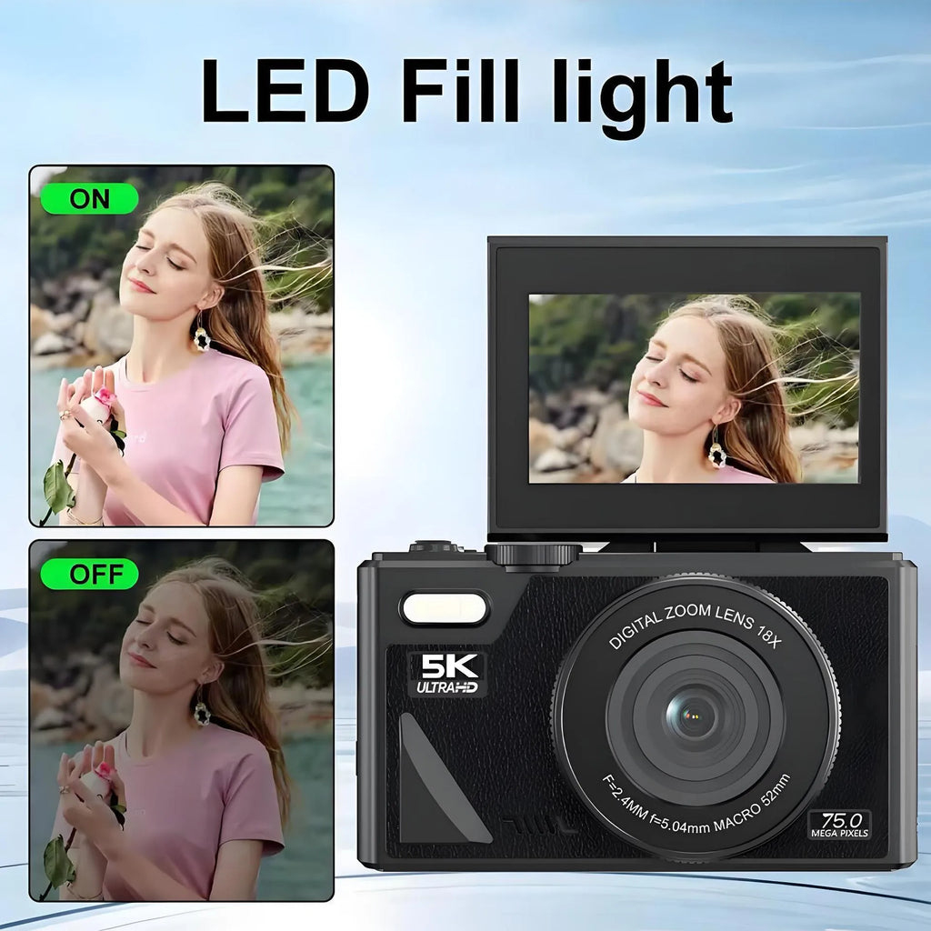 CCD camera HD digital camera with WiFi transmission in black, compact and portable
