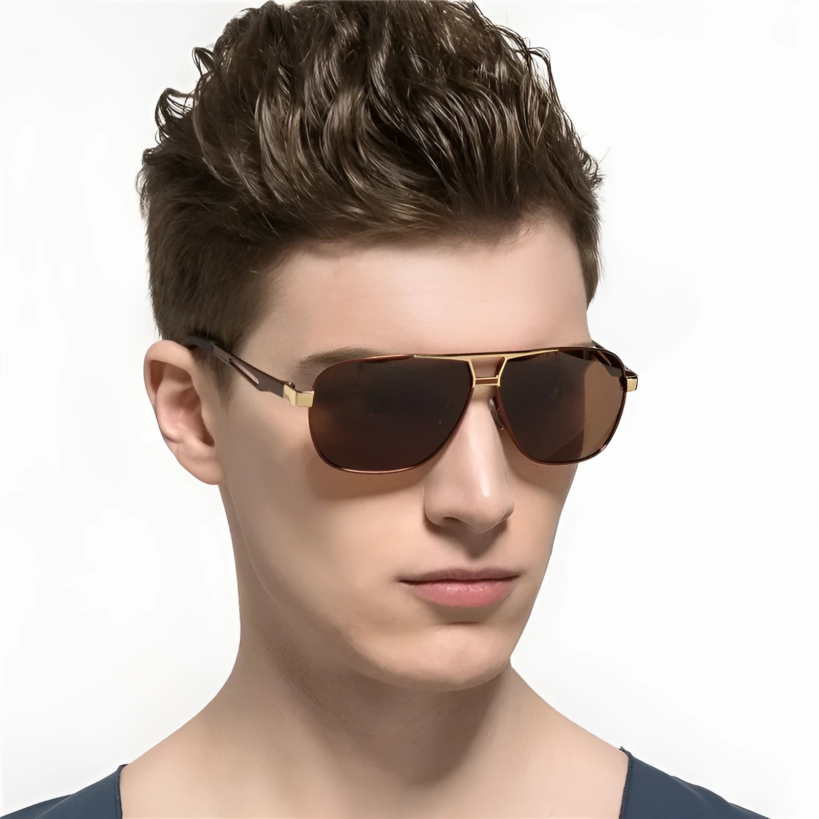 Men's orange red aviator sunglasses with metal frame and polarized HD TAC lenses