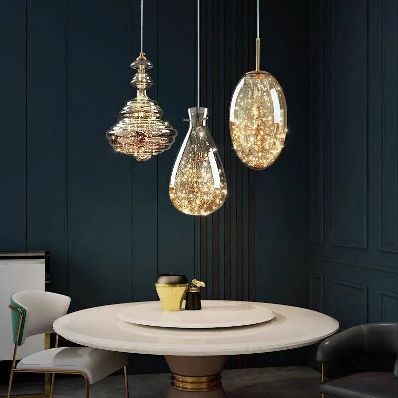 Modern white glass chandelier with adjustable suspension cord and remote control