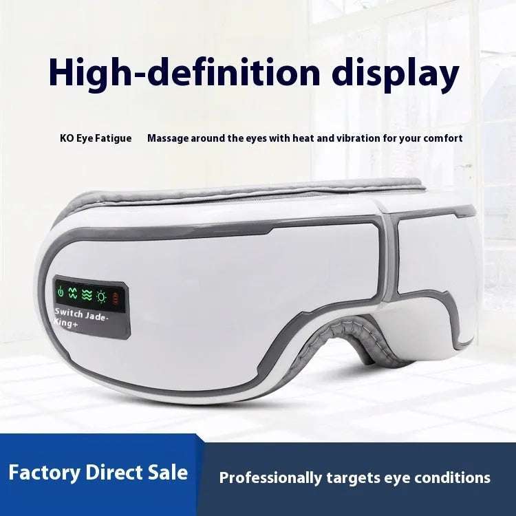 Smart Bluetooth eye massager with black finish and cushion pad for eye relaxation
