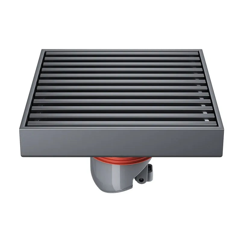 304 stainless steel courtyard floor drain in gun gray with 15x15cm dimensions and ABS deodorant core