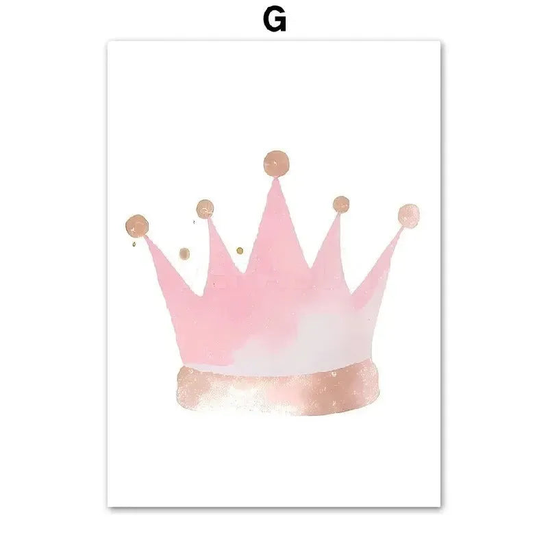 Rainbow castle crown canvas wall painting frameless decor in Nordic style with pattern and size options