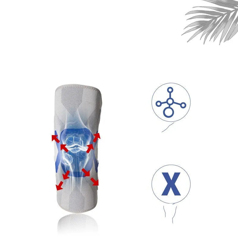 A pair of flexible silicone knee pads for sports, shown in a black and blue colour combination.