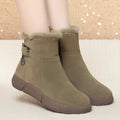 Large size snow boots with cowhide matte leather upper and fur lining in black and army green