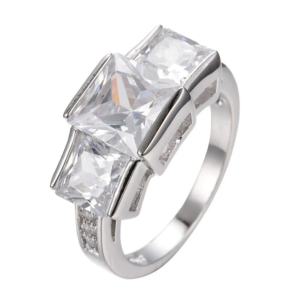 Geometric copper electroplated women's ring in multiple colour options showing sizes 6-10