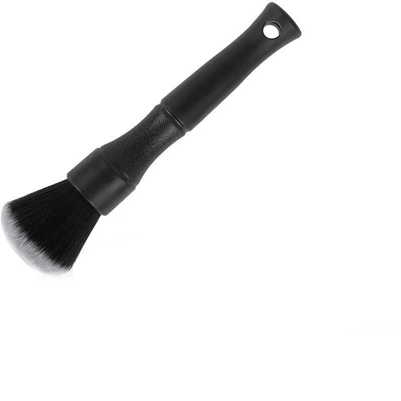 Black car detailing brush with PP handle and pig hair bristles shown in two sizes