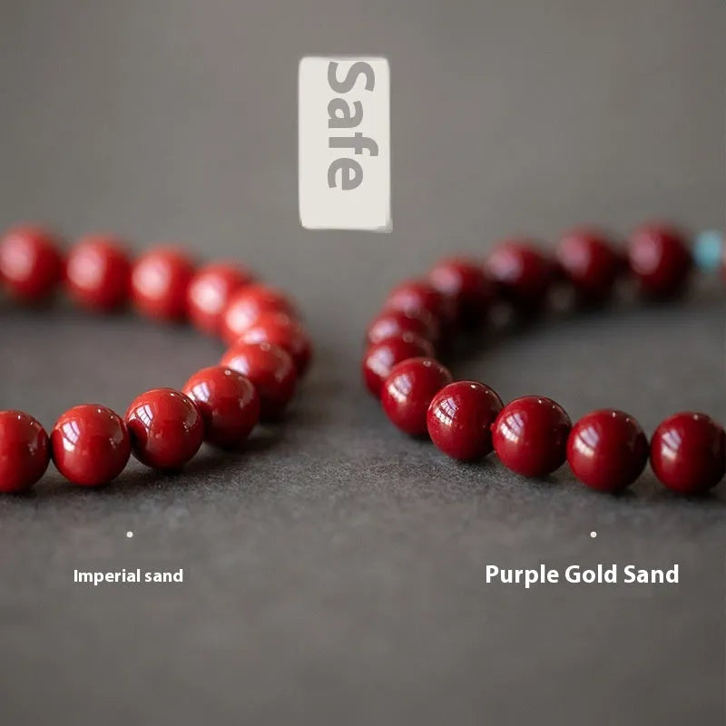 Purple Gold Sand cinnabar geometric bead bracelet with coated metal links in 6mm, 8mm or 10mm sizes