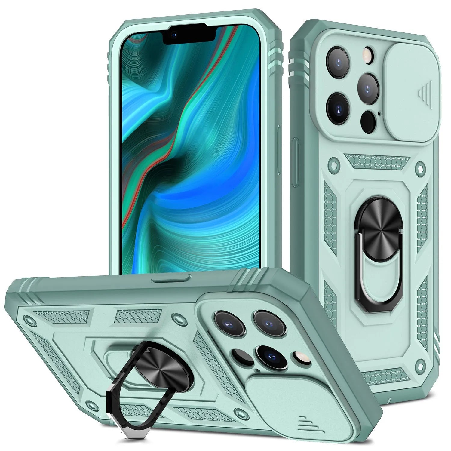 Apple magnetic phone case with sliding window bracket in multiple colour options