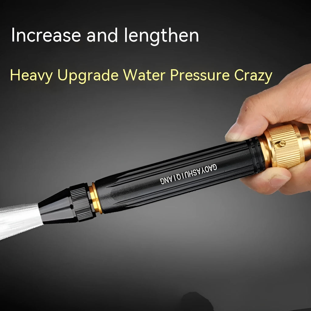 Black diamond alloy car washing gun with straight spray design measuring 17.7 cm