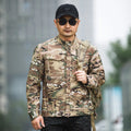Bone Frog Peak Breaker soft shell tactical jacket in black camouflage colour for outdoor mountaineering.