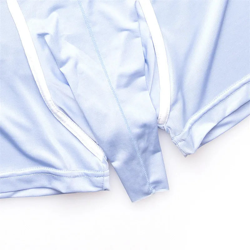 Men's ice silk boxer shorts in solid colours with mid waist design