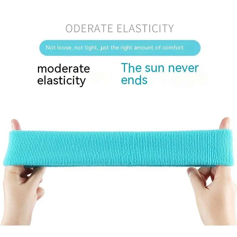 Elastic sports anti sweat headband in solid colours including black, blue and red
