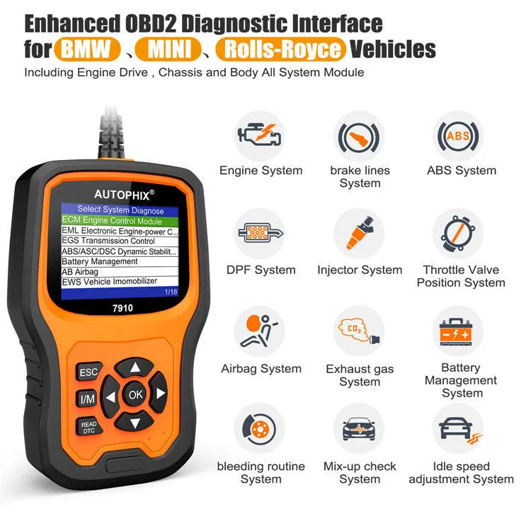Autophix 7910 handheld automotive diagnostic scanner and OBD2 fault code reader tool.
