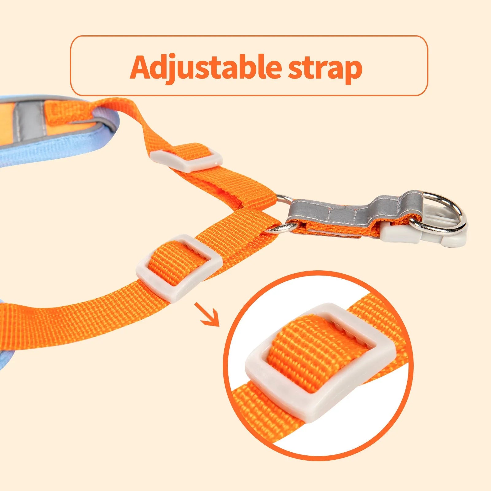Adjustable dog harness and leash set in assorted colours with a chest strap.