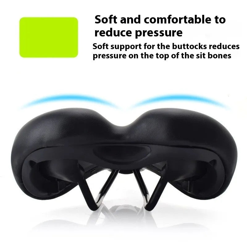 Bicycle seat cushion with hollow centre, PU leather cover, dimensions 270mm by 180mm