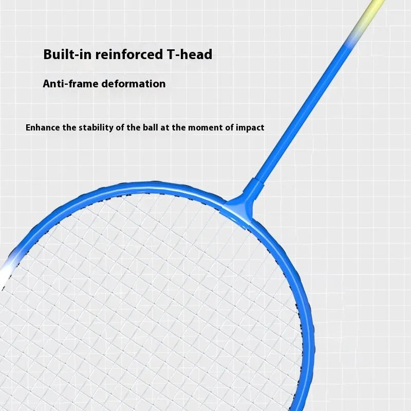 Pair of blue and red ultra-light alloy badminton rackets with split design