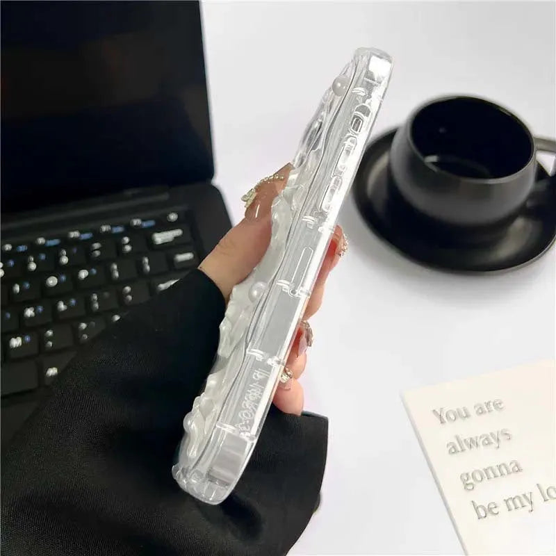 Transparent silicone phone case with epoxy love heart bow tie decoration for Apple iPhone