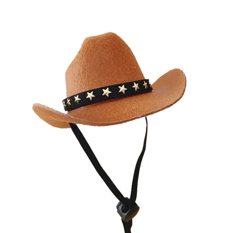 British cat cowboy hat for small pets in sizes S and M with decorative trim options