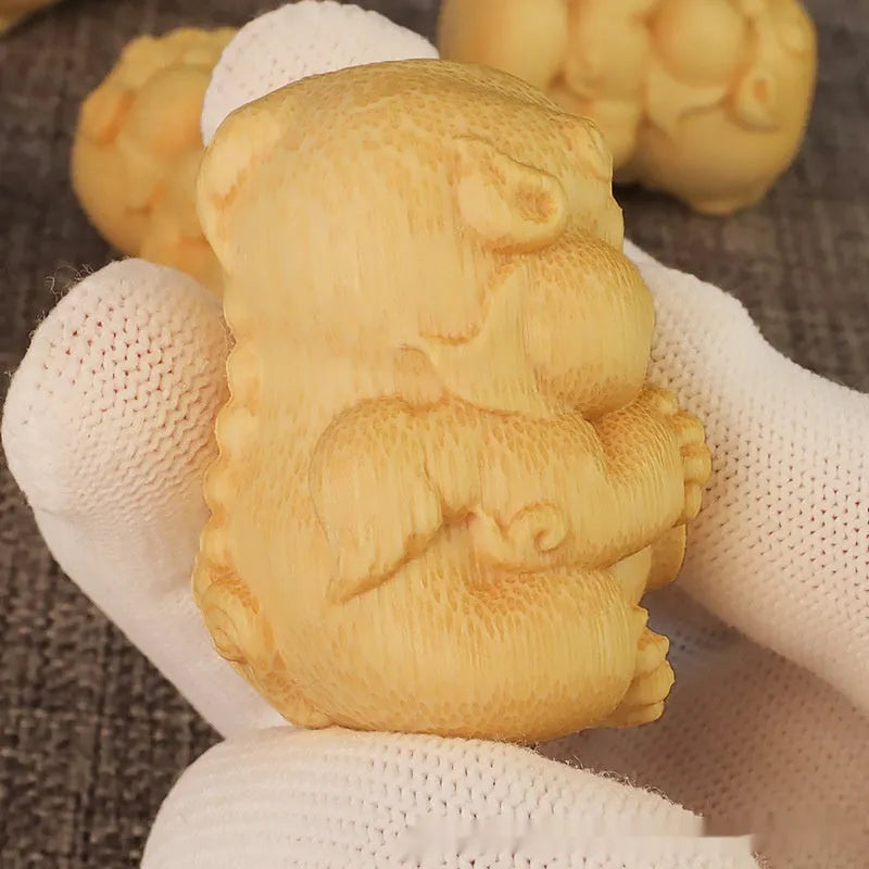 Solid bamboo Take Money carving ornament with 4.5cm height and detailed surface carving