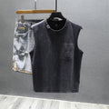 Cotton sleeveless t-shirt loose fit in black or white colour with straight hem design