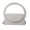 PU messenger bag in a horizontal square shape with a sandwich pocket and stitching detail.