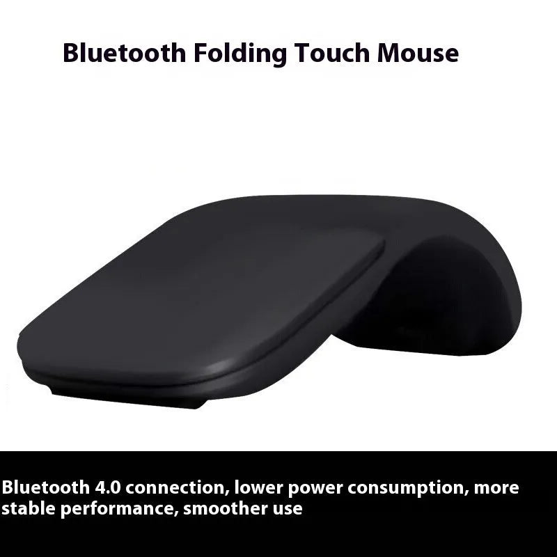 Folded Bluetooth wireless mouse showing compact 131.2mm length with touch-sensitive surface