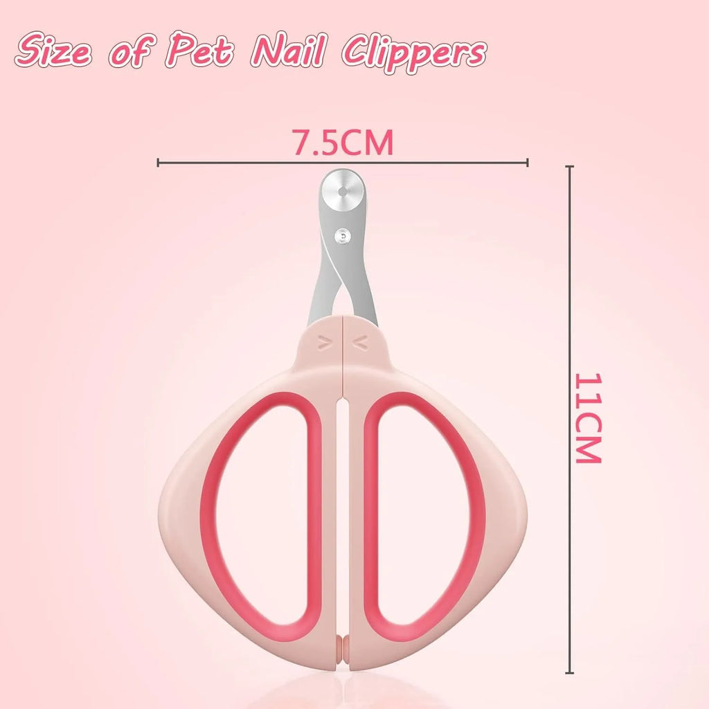 Cat nail clipper with positioning round hole and non-slip handle in blue colour