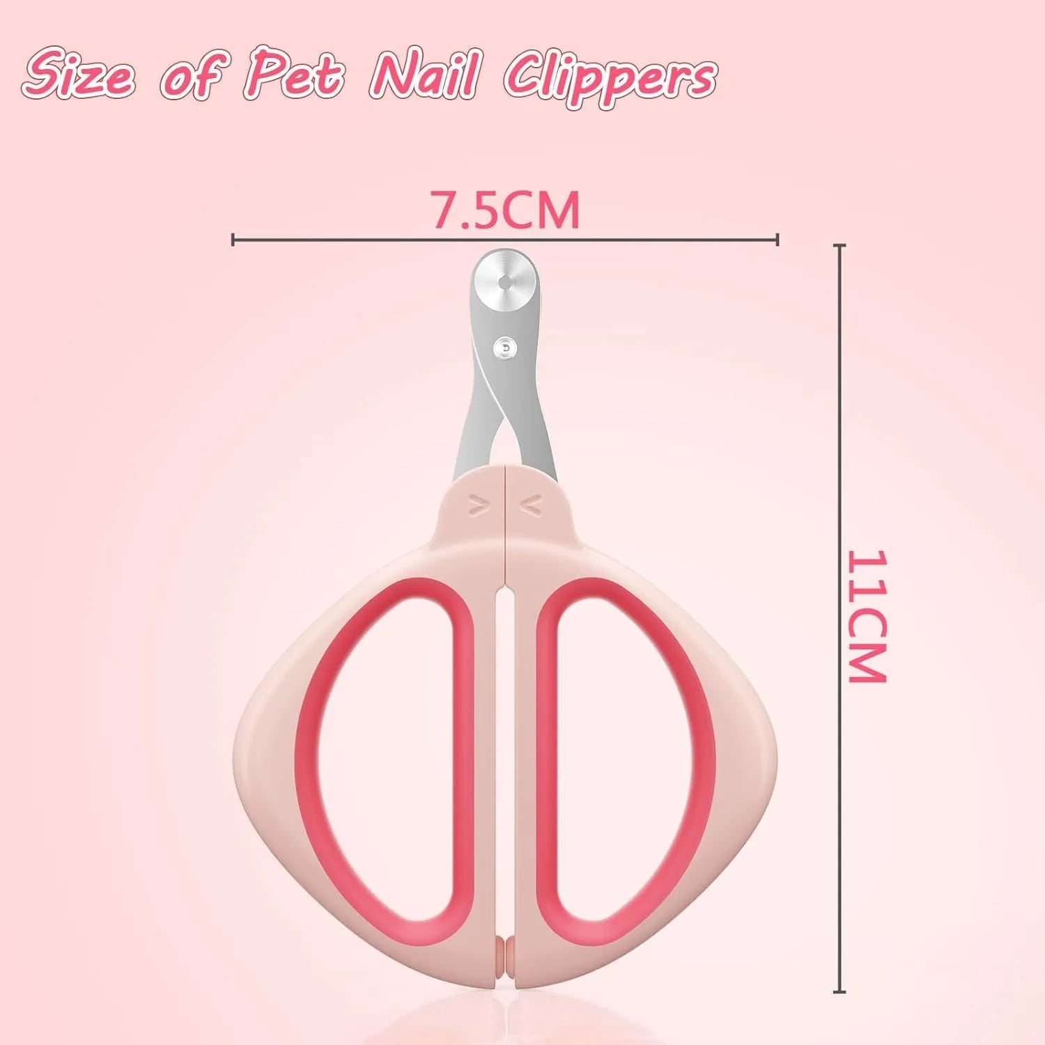 Cat nail clipper with positioning round hole and non-slip handle in blue colour