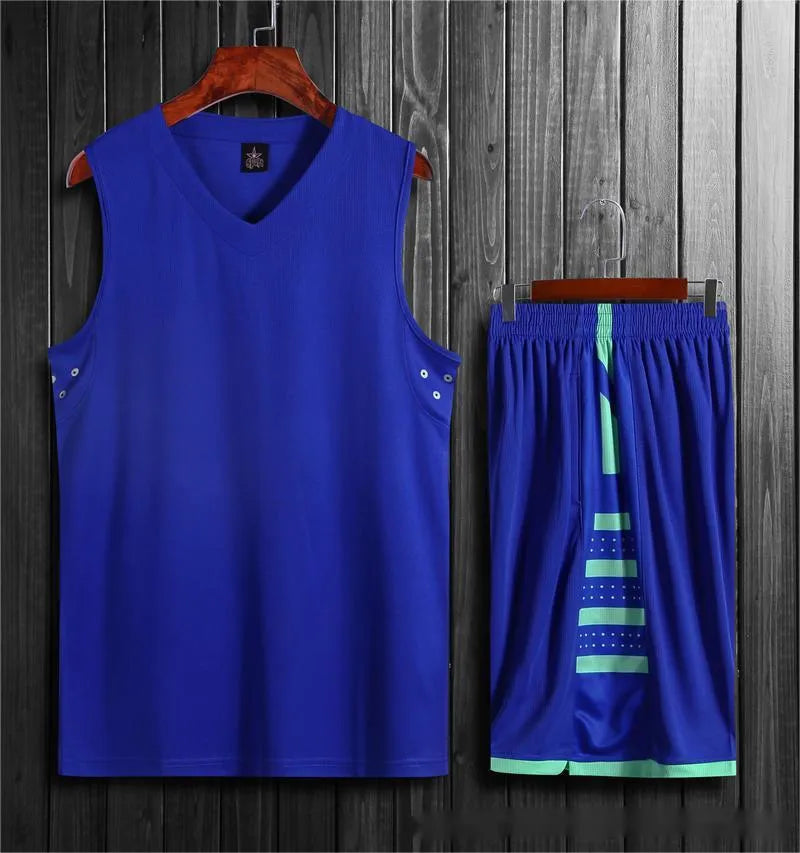 Student campus competition training breathable sports vest and pants set in white or black