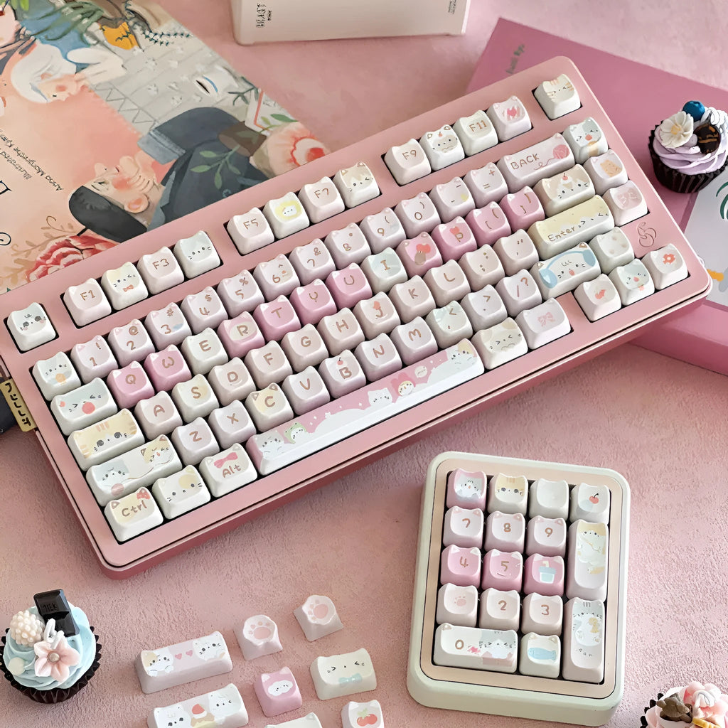 Full set of 141 five-sided sublimation custom keycaps for mechanical keyboards on a white background.