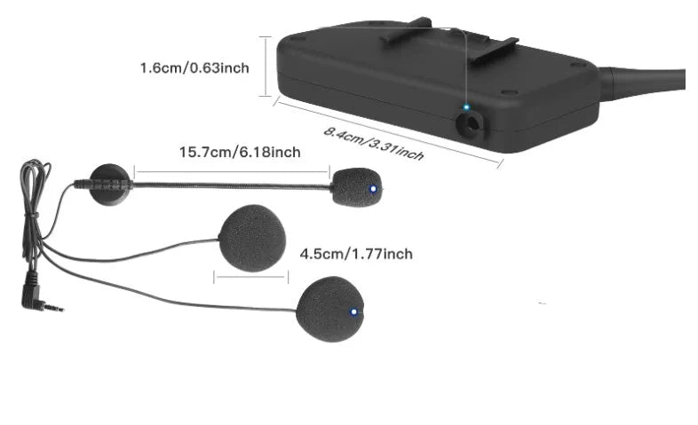 V6 Pro motorcycle helmet Bluetooth intercom unit with headphone and mounting accessories