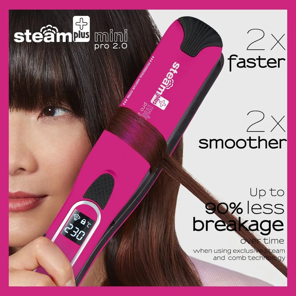 Mini steam splint spray hair straightener in champagne colour with 200W power rating