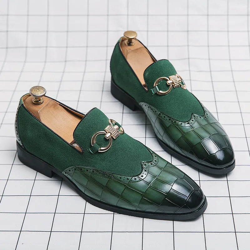 Korean style men's black pointed toe business casual shoes with artificial PU leather upper and rubber sole