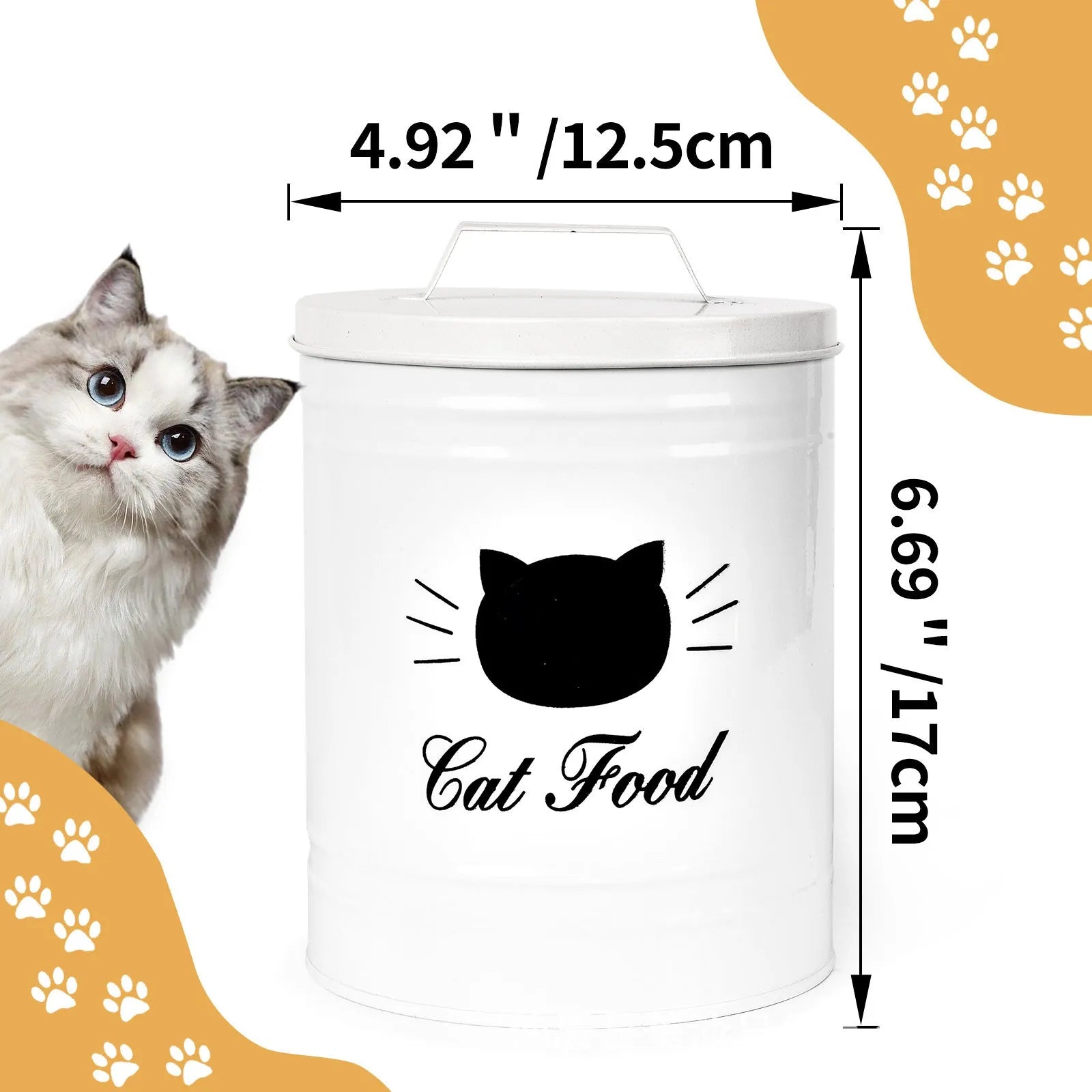 American style round black and white iron sheet storage tin canister with independent inner box.