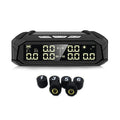 Solar-powered external tyre pressure monitor with colour display and six sensors for RVs and trucks