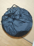 Black pop-up car tail tent unfolded to 200cm cube with quick-throw design and steel jackstays