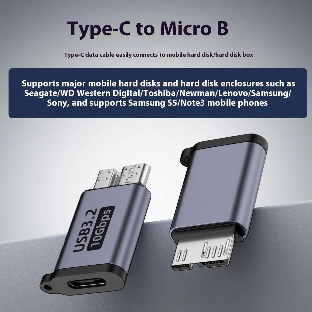 Micro USB B adapter converter for charging and data transfer with Type-C and USB-A options.